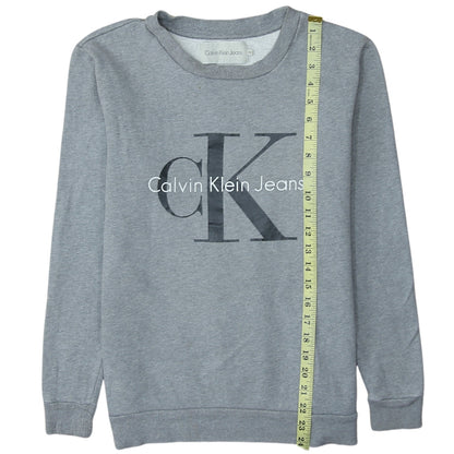 Calvin Klein Jeans Mens Grey XS Crew Neck Logo Sweatshirt