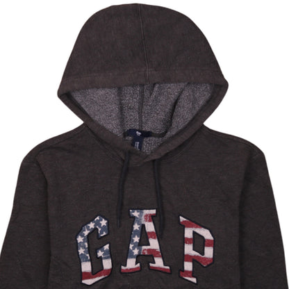 GAP Womens Brown Pullover Hoodie XS American Flag Logo Casual