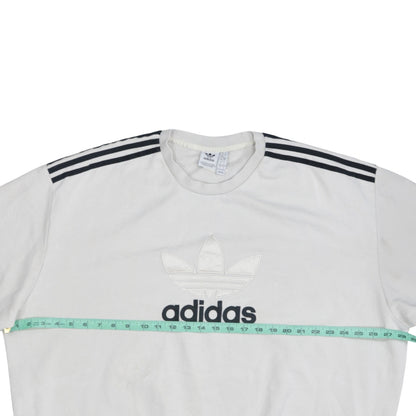 Adidas Men's White Trefoil Logo Pullover Sweatshirt L Fleece