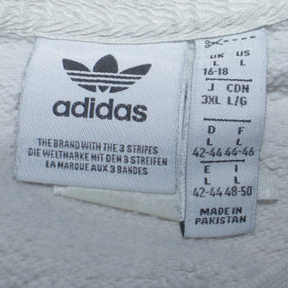 Adidas Men's White Trefoil Logo Pullover Sweatshirt L Fleece