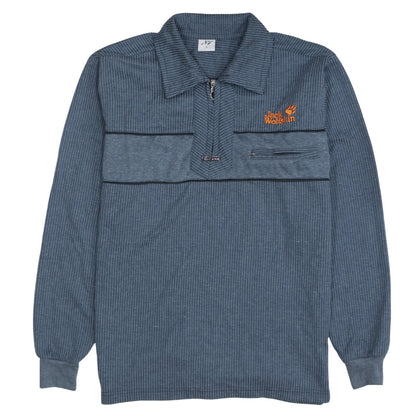 Jack Wolfskin Mens Blue L Henley 1/4 Zip Outdoor Sweatshirt