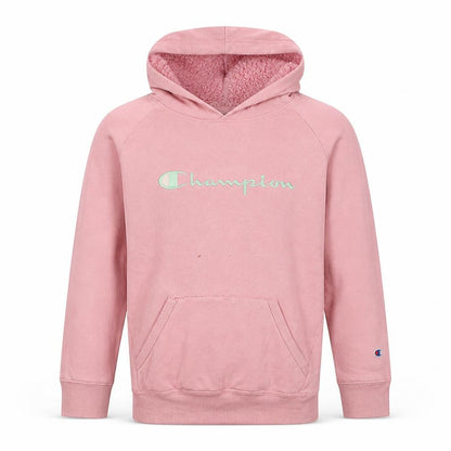 Champion Girls Pink Logo Pullover Hoodie Fleece Lined Size L