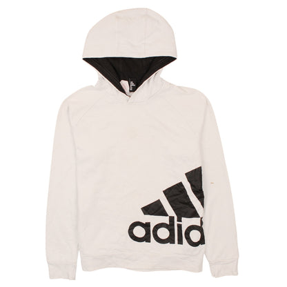 Adidas Boys White Pullover Hoodie Size 13-14 Years Graphic Print