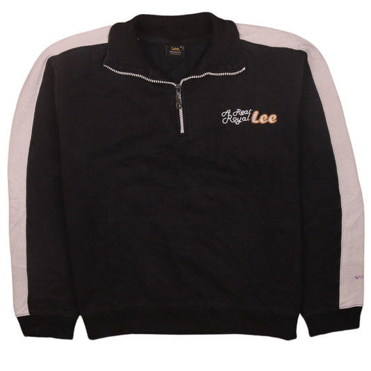 Lee Womens Black 1/2 Zip Sweatshirt XL - Casual Cotton Logo Top
