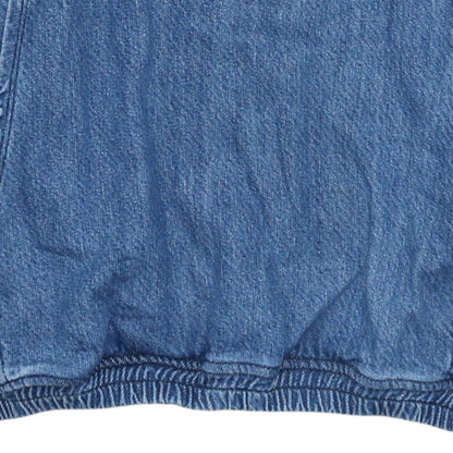 ZARA Women Blue Denim Pullover Hoodie L Relaxed Fit Casual Cotton