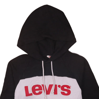Levi's Women Black Small Hoodie Cropped Pullover Logo Hooded Sweatshirt