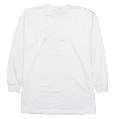 Adidas Women White XS Crew Neck Pullover Sweatshirt Long Sleeve Cotton