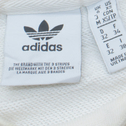 Adidas Women White XS Crew Neck Pullover Sweatshirt Long Sleeve Cotton