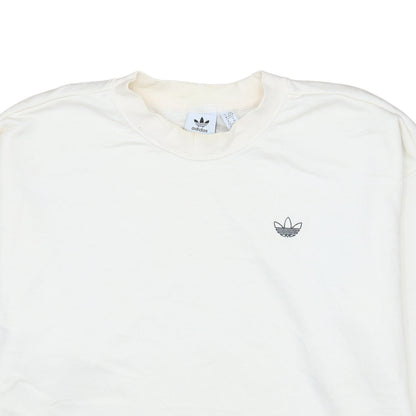 Adidas Women White XS Crew Neck Pullover Sweatshirt Long Sleeve Cotton