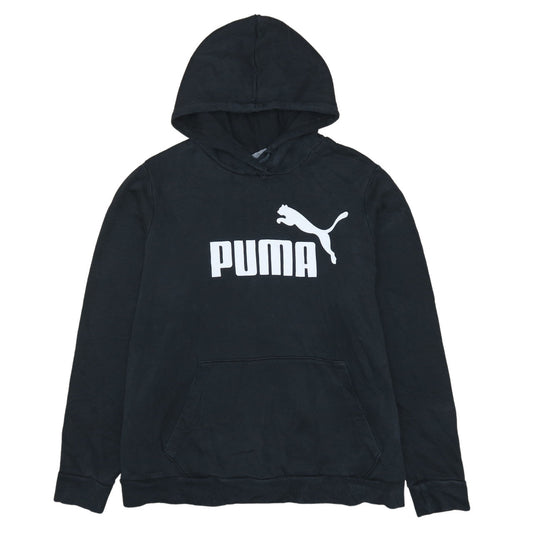 Puma Womens Black Pullover Hoodie Sweatshirt Size L Logo Print