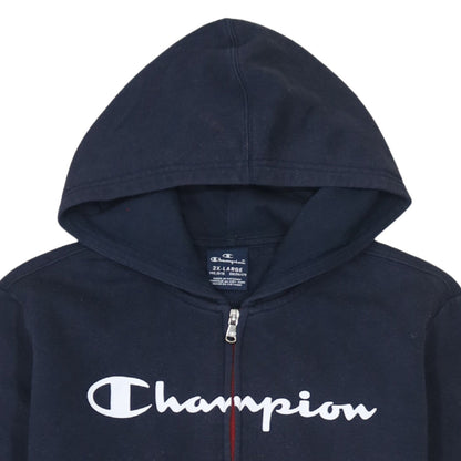 Champion Boys Navy Red Full Zip Hoodie Size 15-16 Years Cotton Blend