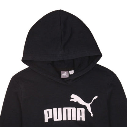 Puma Womens Black Small Pullover Hoodie with Logo Detail