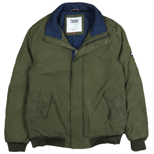 Tommy Jeans Men's Green XL Bomber Jacket Cotton Blend Casual