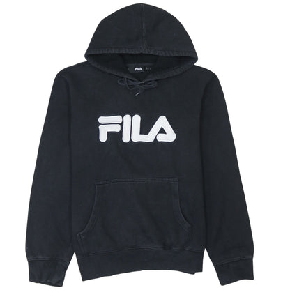 Fila Men's Black Pullover Hoodie Size S Regular Fit Logo Fleece Sweatshirt