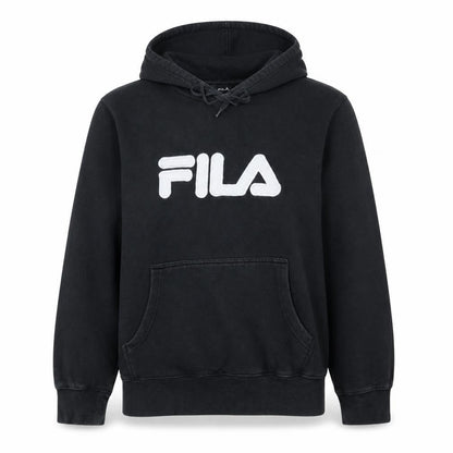Fila Men's Black Pullover Hoodie Size S Regular Fit Logo Fleece Sweatshirt