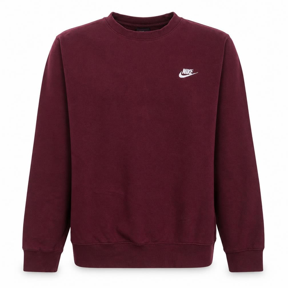 Nike Men Red Crew Neck Long Sleeve Fleece Sweatshirt Size S