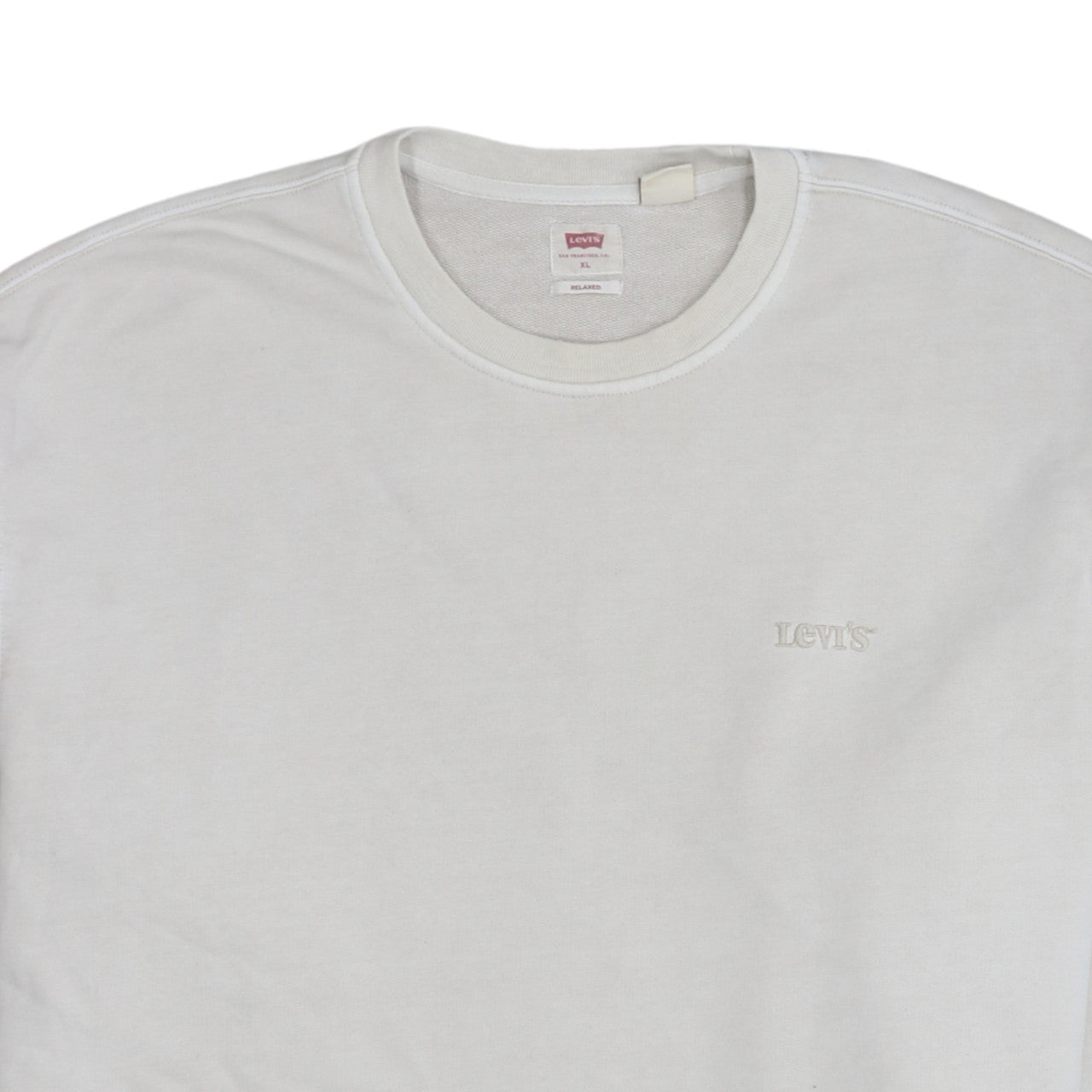 Levi's Men's White XL Relaxed Fit Crew Neck Cotton Sweatshirt