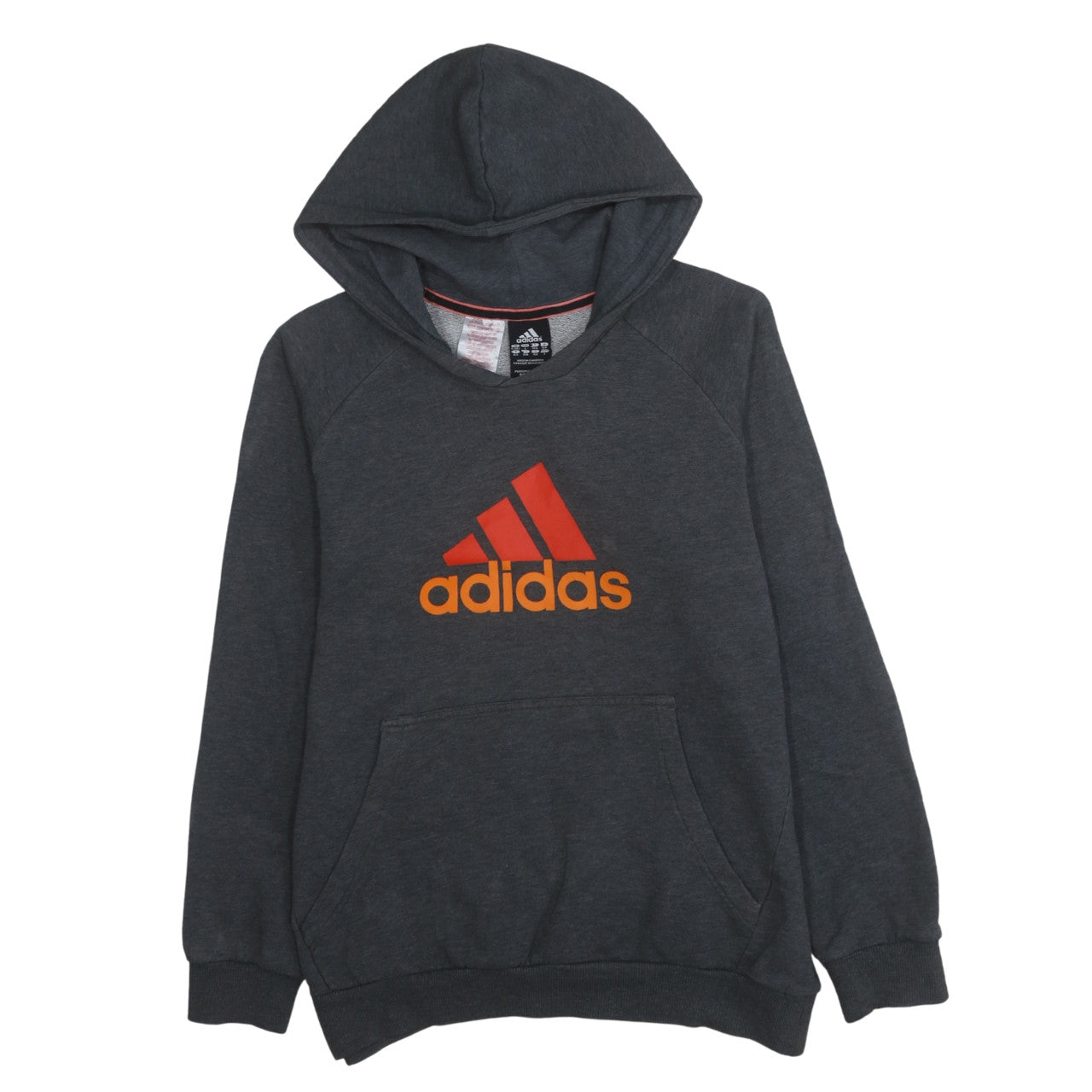Adidas Boys Dark Grey Hoodie Size 14 Years Pullover Logo Hooded Sweatshirt