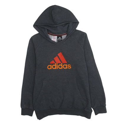 Adidas Boys Dark Grey Hoodie Size 14 Years Pullover Logo Hooded Sweatshirt