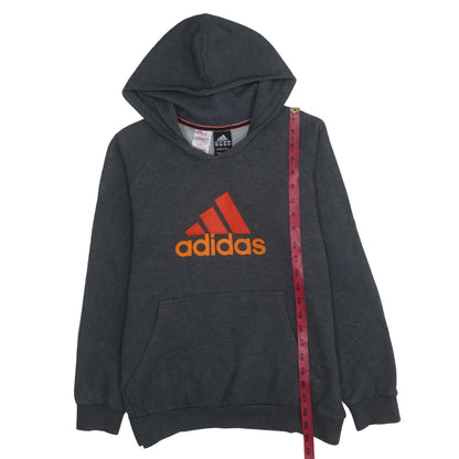 Adidas Boys Dark Grey Hoodie Size 14 Years Pullover Logo Hooded Sweatshirt