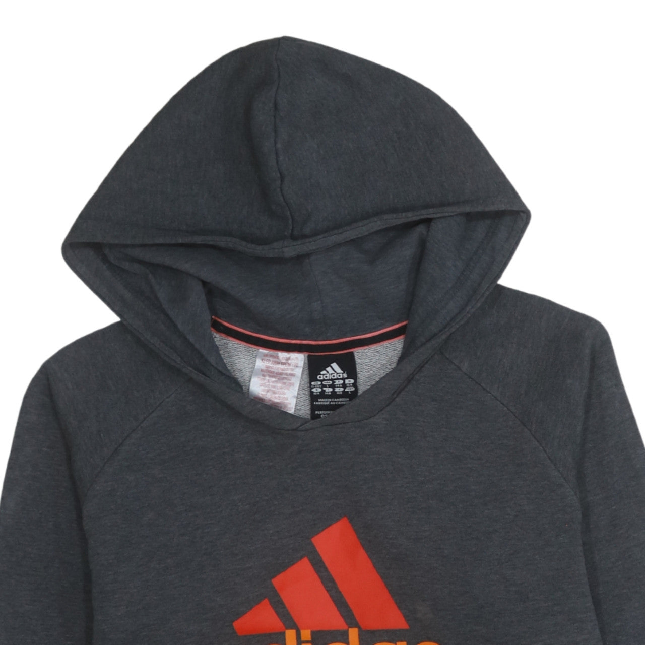Adidas Boys Dark Grey Hoodie Size 14 Years Pullover Logo Hooded Sweatshirt