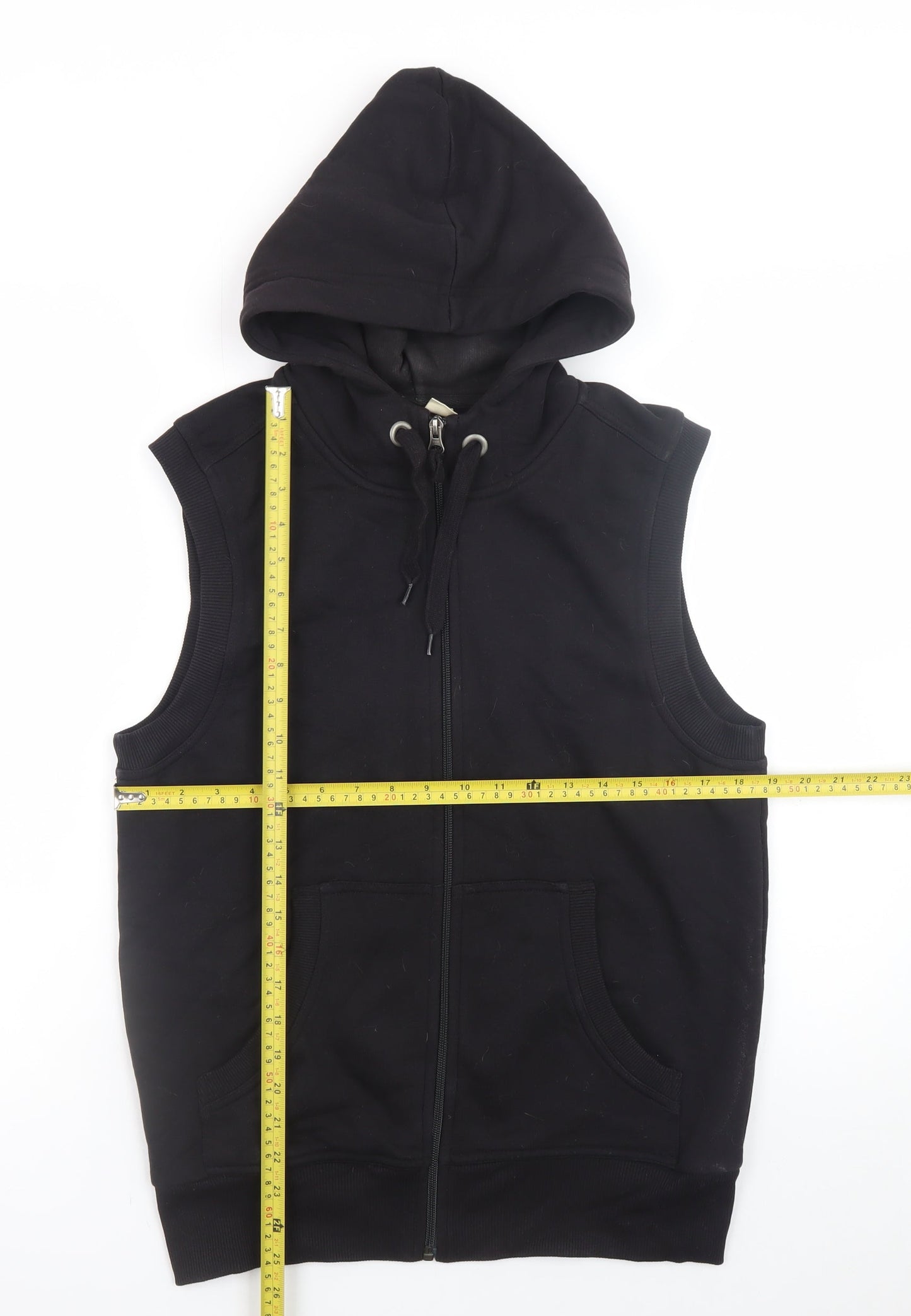 Divided Men’s Black Sleeveless Full Zip Hoodie Vest M