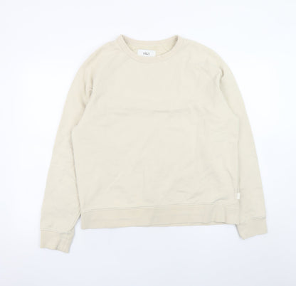 Marks and Spencer Women Beige Cotton Crew Neck Pullover Sweatshirt M