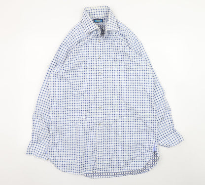 Giles-Fox London Men's Blue Check 16in Cotton Long Sleeve Shirt