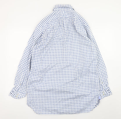 Giles-Fox London Men's Blue Check 16in Cotton Long Sleeve Shirt