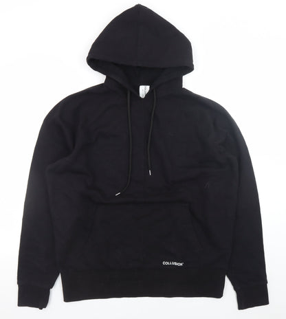 Collusion Men's Black Pullover Hoodie Size S Logo Fleece