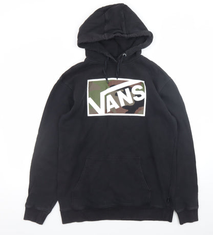 Vans Mens Black Pullover Hoodie Medium Camouflage Logo Fleece