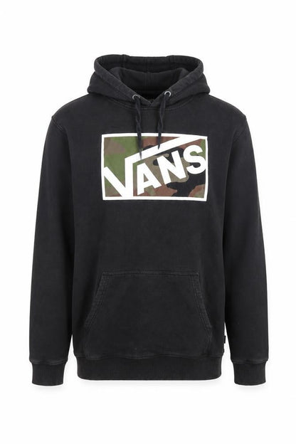 Vans Mens Black Pullover Hoodie Medium Camouflage Logo Fleece