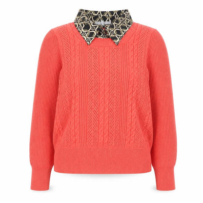 Next Women Coral Cable-Knit Jumper L Viscose Blend Long Sleeve