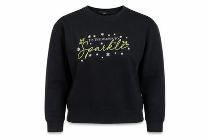 New Look Women's Black Christmas Sparkle Pullover Sweatshirt Size S