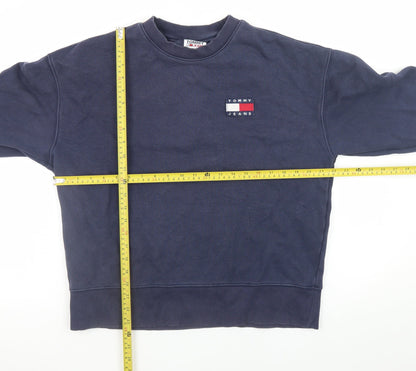 Tommy Jeans Mens Blue Cotton Crew Neck Pullover Sweatshirt M