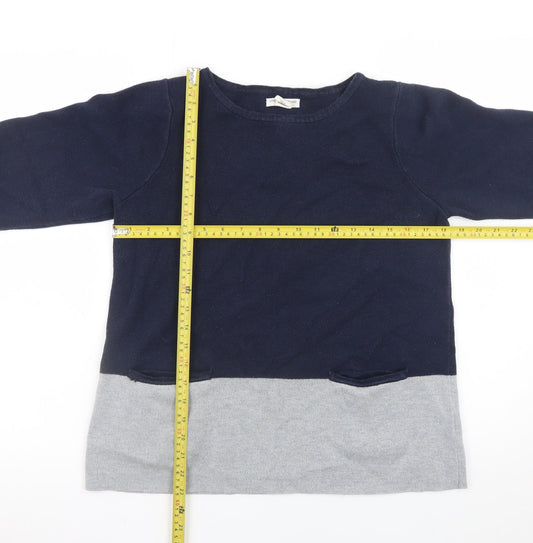 Christian Siriano Women's Blue & Grey Cotton Pullover Jumper L