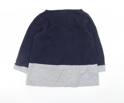 Christian Siriano Women's Blue & Grey Cotton Pullover Jumper L