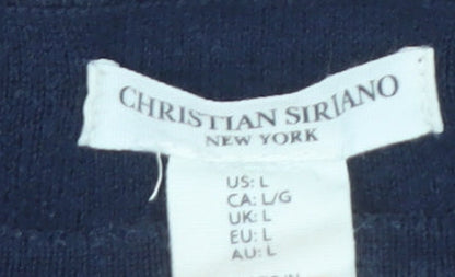 Christian Siriano Women's Blue & Grey Cotton Pullover Jumper L