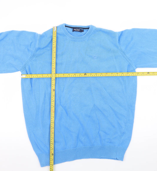 James Pringle Men's Blue Cotton Crew Neck Jumper Size L