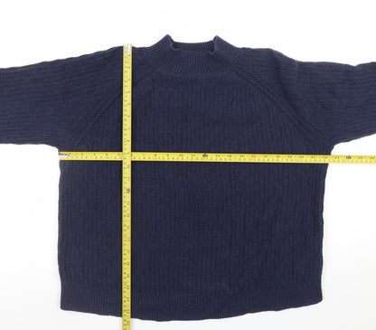Fat Face Womens Blue Cotton Mock Neck Cable Knit Jumper UK 14