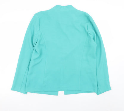 Damart Women's Green Size 14 Lined Open Blazer Jacket