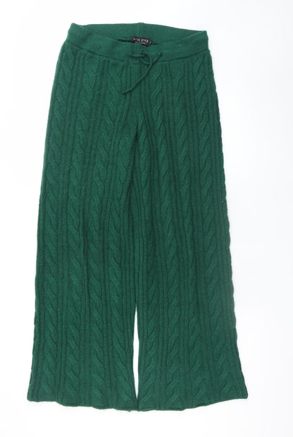 In The Style Women Green Cable Knit Wide-Leg Lounge Sweatpants Size 14