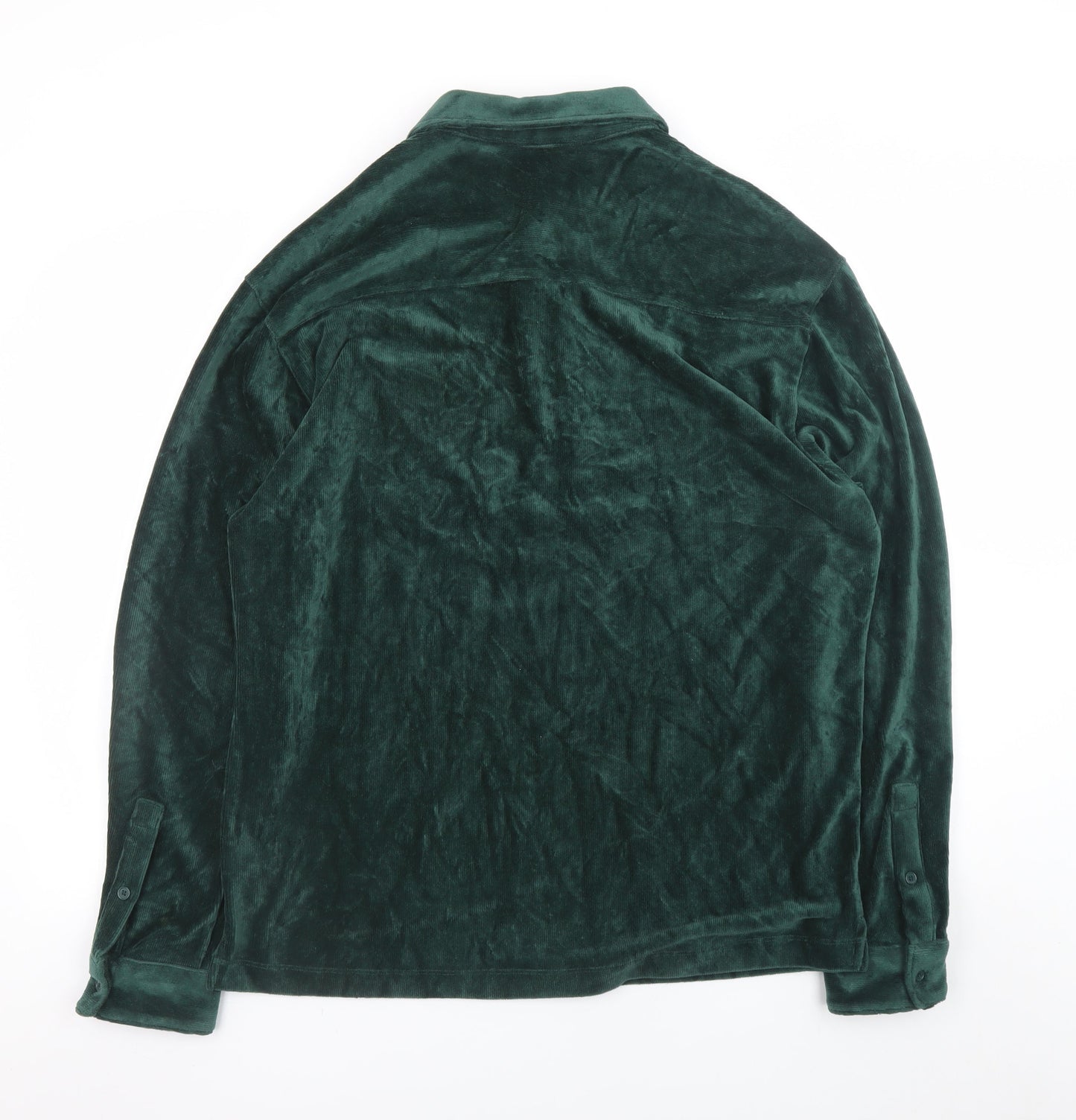 Zara Men's Green Velvet Long Sleeve Button-Up Shirt XL