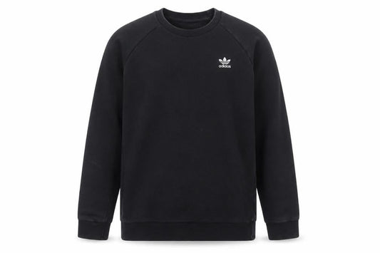 Front view of Adidas Men's Black Crew Neck Pullover Sweatshirt, size M