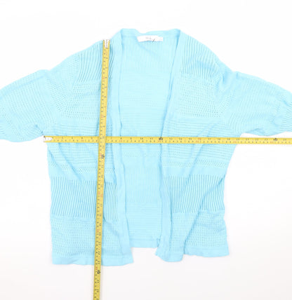 Isle Women Blue Cotton Open Knit Cardigan Size 14-16