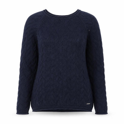 Quba & Co Women Navy Blue Cable-Knit Cotton Jumper Size 10