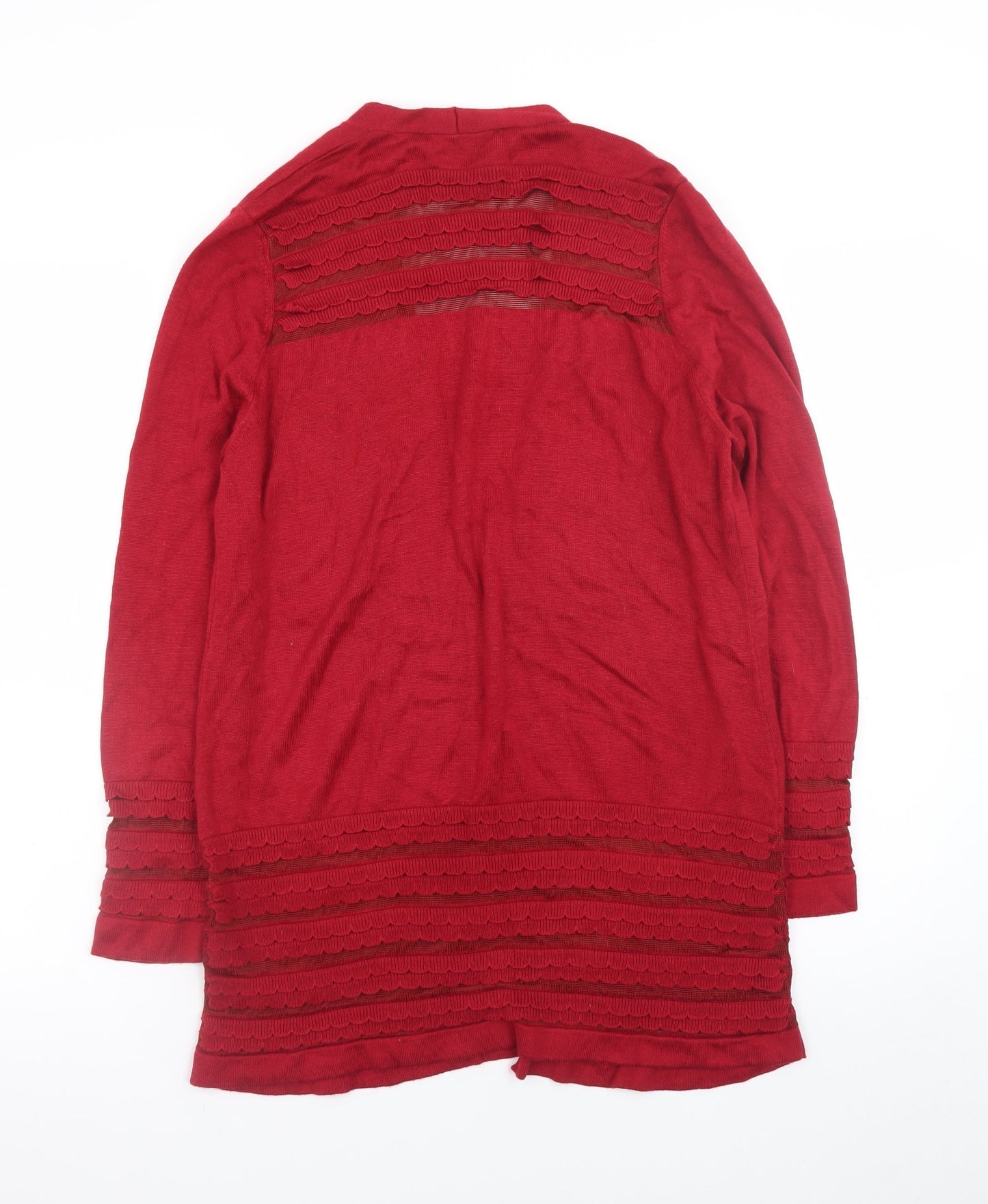 Marks and Spencer Women's Red Long Sleeve Open Knit Cardigan Size 14