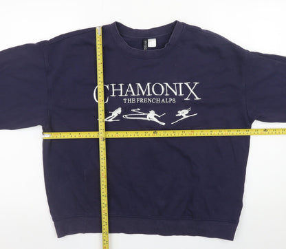 H&M Divided Women's Navy Chamonix Ski Graphic Cotton Sweatshirt M