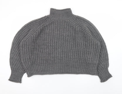 H&M Women’s Grey Chunky Knit Roll Neck Wool Blend Jumper XL