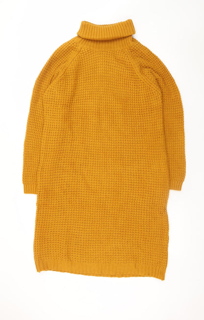Chemistry Women’s Yellow Knit Jumper Dress XL Roll Neck